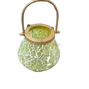 ชุดเชิงเทียนแก้วโมเสกทรงกลมสไตล์โบราณสำหรับตกแต่งบ้านและสวนผู้ผลิตในเทศกาลคริสต์มาส-อินเดีย - Product Image 1