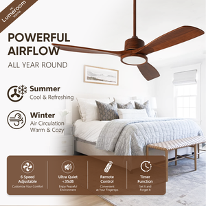 52 Inch <b>Ceiling</b> <b>Fan</b> <b>with</b> Light and <b>Remote</b> Solid Wood Downrod Mount Quiet DC Motor for Living Room Bedroom - Product Image 2