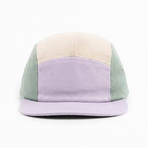 Casquette 5 panneaux en toile de coton, blocs de couleurs pastel, vente en gros, logo personnalisé, haute qualité, OEM ODM, faible MOQ, unisexe, décontractée, réglable, style Dad Hat - Product Image 1