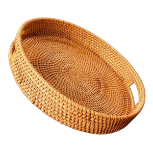 ตะกร้าหวายทรงกลมเป็นมิตรกับสิ่งแวดล้อมพร้อมที่จับปรับแต่งได้ของตกแต่งบ้านสินค้าจากเวียดนาม - Product Image 1