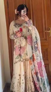 Indian Traditional Ethnic Wear Georgette Pink Lehenga Choli Dupatta Digital Print Sequence Embroidery Work for Winter Season - Product Image 3