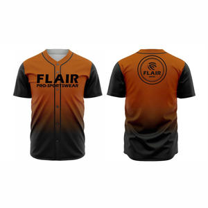 Maillots de softball et de baseball personnalisables de grande taille en polyester respirant à col rond avec imprimé uni par sublimation - Product Image 5