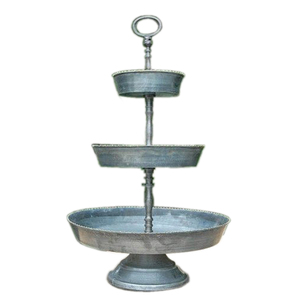 High Quality Manufacturer Galvanized <b>Cake</b> <b>Stand</b> Mid Wooden Handle Decorative <b>3</b> <b>Tier</b> <b>Cake</b> <b>Stand</b> for Table Decoration - Product Image 2