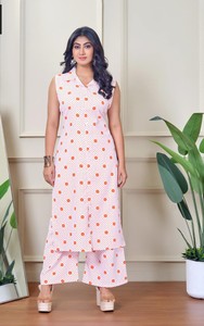 Trendy Rayon A Line Cordset Sleeveless <b>Kurti</b> For Traditional Ethnic Wear for Womens Wedding Festive & Party Occasions - Product Image 4