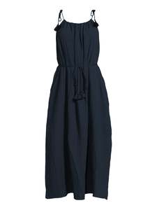 Verano señoras Midi longitud Maxi vestido 100% algodón tela Floral azul marino Maxi sin mangas mujeres Casual Maxi vestido para mujer - Product Image 3