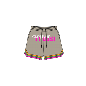 2025 OEM pantalones cortos de malla de poliéster transpirable con logotipo personalizado para hombres High Street cintura media patrón sólido bolsillos de gran tamaño verano - Product Image 1