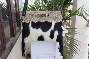 Bolsos con flecos hechos a mano occidentales, bolsos con tirantes, pelo de piel de vaca bohemio en nuevo diseño, bolsos elegantes Vintage para mujer - Product Image 4