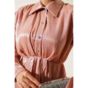 Half Buttoned Shiny 2 Piece Set Powder - Product Image 3