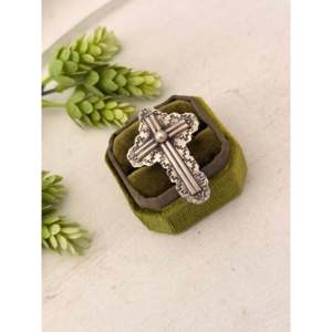Sterling <b>Silver</b> <b>Cross</b> Adjustable <b>Ring</b> Handmade by Navajo Cultural Collectible Jewelry - Product Image 3