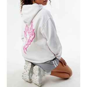 Sudadera Extra Grande para Mujer de Invierno, MOQ Bajo, 100% Algodón, Transpirable, Ecológica, con Impresión de Logotipo Personalizado, Hombros Caídos, OEM - Product Image 5