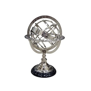 Armario Náutico Decorativo de Metal con Soporte, Globo Esférico Personalizado, Astrolabio Marítimo Plateado Económico - Product Image 1