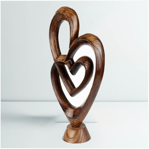 Creative wood handcrafted statue tabletop decor <b>wooden</b> sculpture <b>heart</b> shape statues artwork home ornaments - Product Image 6