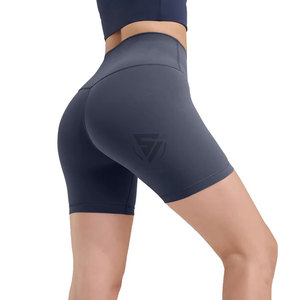 Pantalones cortos de Yoga para levantamiento de glúteos de cintura alta personalizados, pantalones cortos de compresión elásticos de 5 pulgadas para mujeres y hombres, sólidos para correr en el gimnasio - Product Image 3