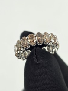 <b>Diamond</b> <b>Ring</b> 14K 18K White Gold Lab Grown <b>Diamond</b> Oval Eternity <b>Ring</b> for Women Brown <b>Diamond</b> Bridal Wedding Fine Jewelry Gift - Product Image 1
