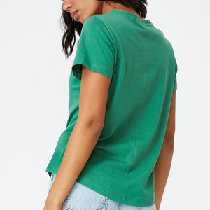 Oversize 100% algodón Mujer Jersey camiseta Botón de alta calidad impresión personalizada Logo talla grande Casual ocio estilo verano - Product Image 3