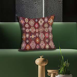 Coussin imprimé au design Kilim vintage - Décoration d'intérieur turque artisanale et confortable, 8"x8" - 20x20 cm - Product Image 3