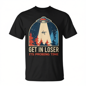 Camiseta Get In Loser It's Probing Time UFO Alien, negra, para adultos, unisex, manga corta, cuello redondo, promocional - Product Image 2