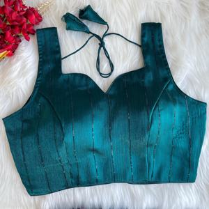 Blusa moderna de verano de Zimi Chu Slub Strach Material con hermoso nudo Patrón abierto frontal Estilo formal Listo para usar - Product Image 1