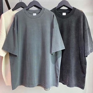 T-shirt vierge 100 % coton délavé respirant séchage rapide manches courtes coupe classique - Product Image 1