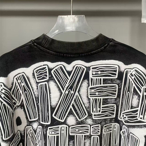 T-shirts unisexes à manches longues imprimés à la main, col rond noir, effet délavé, collection 2026, vente chaude - Product Image 6