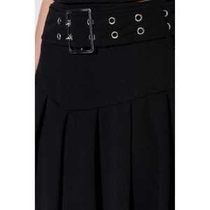 Jupe crayon et plissée décontractée style gothique pour femme de bureau, en polyester non tissé, au-dessus du genou, avec ceinture à la taille, naturelle - Product Image 4