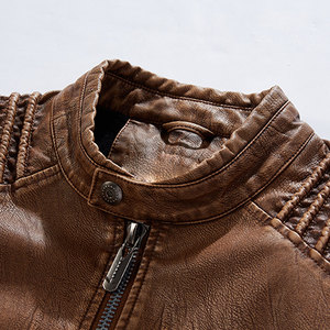 Chaqueta de cuero genuino para hombre con cuello levantado de la mejor calidad para Otoño e Invierno High Street Style - Product Image 4