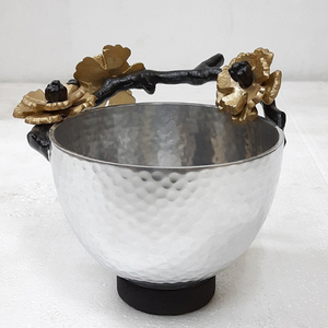 Bol décoratif en forme de fleur plaqué argent couleur noire en aluminium métal créatif sous les plats et assiettes émaillés bol - Product Image 6