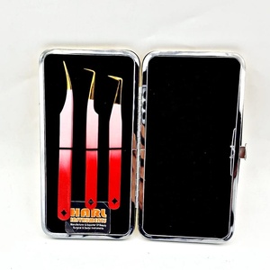 New Professional Double Tune <b>Colour</b> Eyelash Extension Tweezers <b>Set</b> Perfect Grip Smooth Tips Stainless Steel Anti-Magnetic - Product Image 4