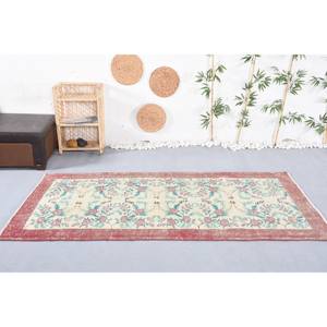 Alfombra clásica Beige roja Floral turca de área grande 4,3X8,1 pies de látex de lana forma Rectangular 10mm Patchwork abstracto para pasillo - Product Image 1