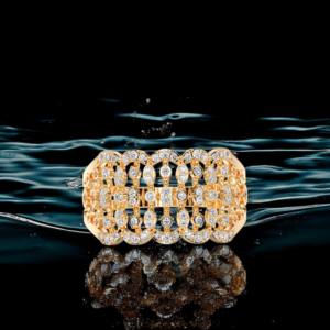 Anillo de 0,30 quilates con patrones geométricos modernos de diamante de corte redondo de moissanita de quilates hecho en oro sólido de 10K,14K,18K - Product Image 2