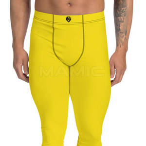Factory Made Mid Waist Solid MMA <b>Leggings</b> <b>for</b> <b>Men</b>-Breathable Quick Dry Compression Tight Pants - Product Image 2