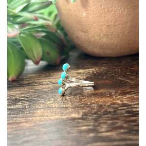 Navajo Handmade Turquoise <b>Sterling</b> <b>Silver</b> <b>Adjustable</b> Gemstone <b>Ring</b> - Product Image 4