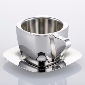 New Style Multi - Function Stainless Steel Coffee Cup <b>Set</b> Metal Cafe Household Mug Double Wall Insulation Coffee <b>Set</b> - Product Image 1