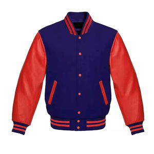 Veste universitaire pour homme, vente chaude, broderie personnalisée, patchwork sur le devant, manches en cuir, tissu en laine, coupe-vent, séchage rapide, hiver - Product Image 1