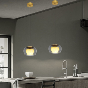 Boutique cao cấp treo ánh sáng hun khói thủy tinh ánh sáng mặt dây chuyền với bên trong đá khuếch tán cung cấp lớp hiệu ứng ánh sáng cho khách sạn - Product Image 6