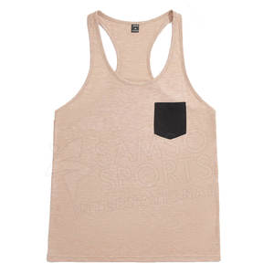 Débardeur de gymnastique sans manches pour hommes Débardeur de fitness de couleur unie OEM vierge pour hommes - Product Image 1