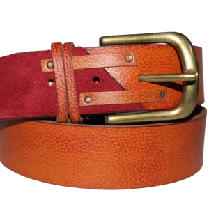 Cinturón de piel de vaca auténtica 100% de diseño personalizado de calidad superior con aleación para hebilla estilo informal de proveedor mayorista - Product Image 1