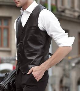 เสื้อกั๊กหนังแท้ผู้ชาย ดีไซน์เรียบง่าย ระบายอากาศได้ดี แฟชั่นลำลอง หนังแกะ ตัดเย็บทรงเข้ารูป ขายส่ง - Product Image 6