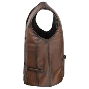 Wholesale Motorcycle <b>Vest</b> Custom Mens Cowhide Genuine A Grade <b>Leather</b> Textile Motorbike Waistcoat <b>Biker</b> <b>Leather</b> <b>Vest</b> - Product Image 3