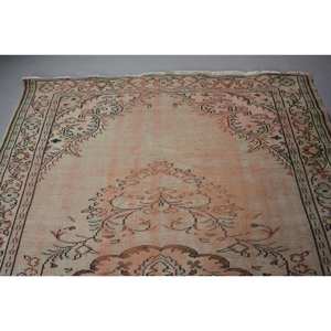 Vintage Turkish Rug 6'1\" X 9' ft Pink Beige Flat Weave Large Area for Living Room Decor Patchwork Design Wool Material Latex - Product Image 3
