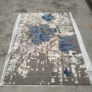 ชุดพรมพื้นที่ด้านหลังแบบถักมือลายแอบสแตรกเกอร์สีเบจสีเทา9x12แบบหรูหราทันสมัย - Product Image 3