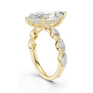 Anillo de Compromiso con Diamantes de Laboratorio Marquise y Redondos de 4.732 CT, Claridad VVS-VS EF, Oro de 18KT, 14KT, 10KT y Plata 925, Oro Rosa, Amarillo - Product Image 5