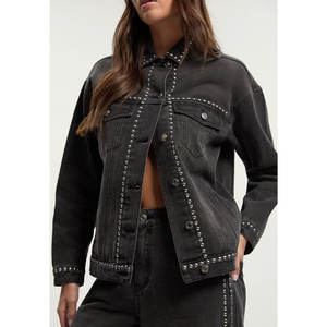 Ropa de calle lavada Vintage 2025 para mujer, abrigo Vaquero de corte informal, chaqueta vaquera impermeable de gran tamaño, decoración con botones en la parte delantera para invierno - Product Image 3