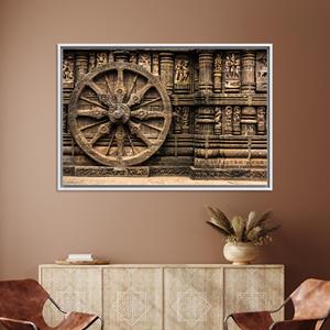 Impresión en Lienzo del Templo Solar de Konark: Arte Mural Indio con Chakras, Lienzo con Marco Blanco - Product Image 1