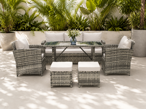 Comfortable 6-Piece <strong>Outdoor</strong> Rattan Sofa Set with <strong>Extendable</strong> Side <strong>Tables</strong> and <strong>Dining</strong> <strong>Table</strong> - Product Image 1