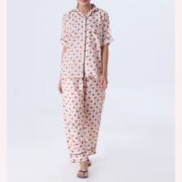 Pijama de noche elegante para mujer suave algodón cómodo y elegante ropa de dormir de dos piezas moda venta al por mayor personalizada