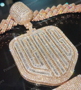 Pendentif HipHop tendance à deux tons personnalisé en moissanite entièrement serti en argent sterling S925 plaqué or rose blanc jaune pour rappeur - Product Image 2