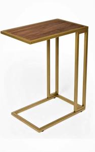 Table basse contemporaine en fer en forme de C, fabriquée à la main, finition dorée, plateau en marbre noir, design antique, meubles pour la maison - Product Image 5