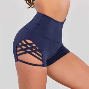Shorts de course d'entraînement de gymnastique taille haute de soutien tissu léger respirant Shorts de yoga de sport confortables motif solide - Product Image 3
