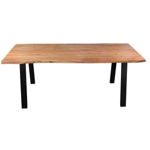 Table à manger industrielle moderne en bois de manguier massif, plateau rectangulaire, pieds en métal noir, ensembles de salle à manger, utilisation à domicile/à la maison/en atelier - Product Image 6